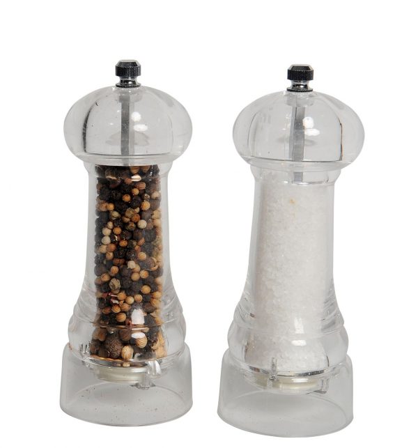 Salz- und Pfeffermühle aus transparentem Plexiglas